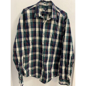 J CREW PLAID BUTTON DOWN FRONT POCKET - SLIM FIT - MENS - SIZE XL